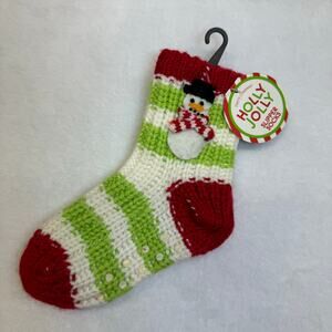 Two's Company- Kids Knit Slipper Socks Christmas Snowman fit Kids 11-13New W/tag